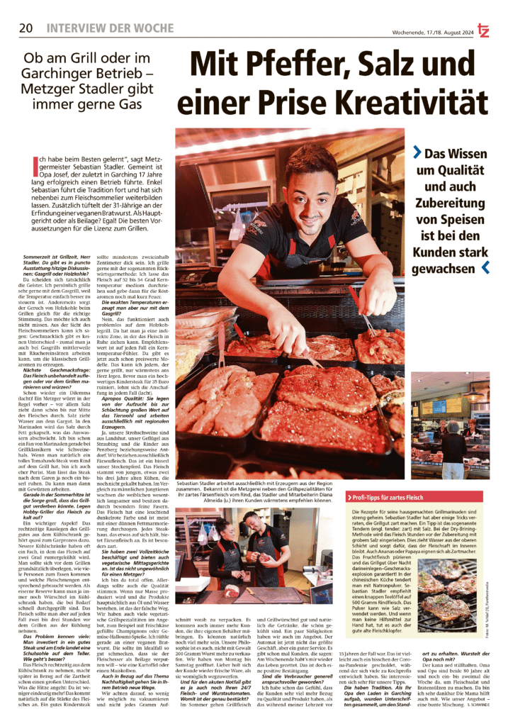 Bild eines Zeitungsausschnitts über Metzgerei Stadler